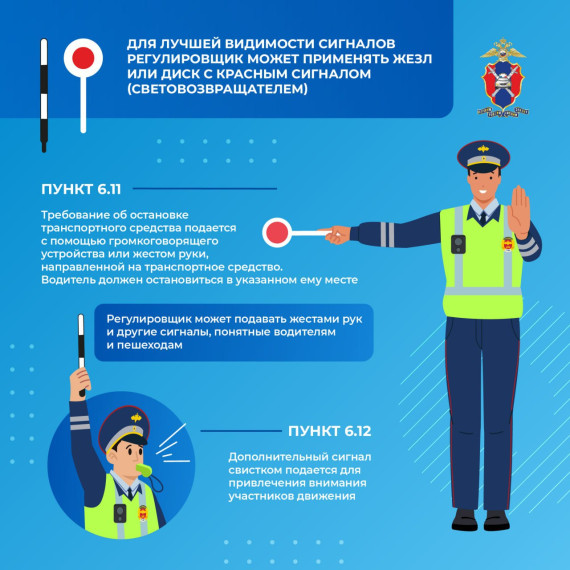 Сегодня учимся читать сигналы регулировщика.